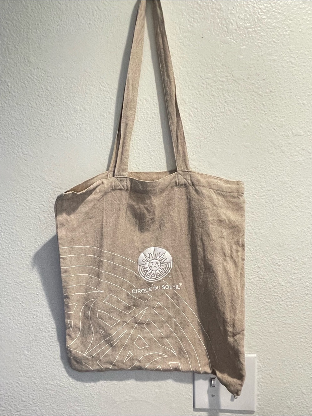 ☀️Cirque Du Soleil Sun Graphic Beige Canvas Tote Bag Celestial Boho Festival OS